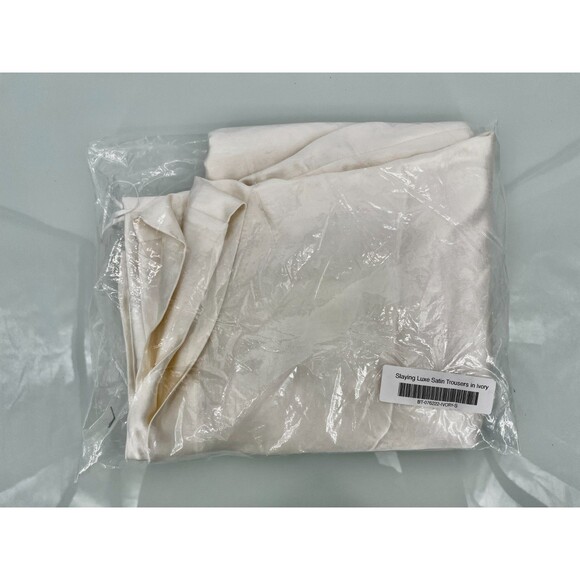 Women's Pants - miss love by Lala White Silk Flowy Wide Leg Pleeted Slack Size S - Picture 8 of 8